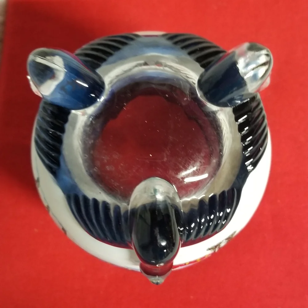 Vintage Votive Winter Scene Hand Painted Glass Candle Holder